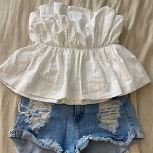 White strapless top